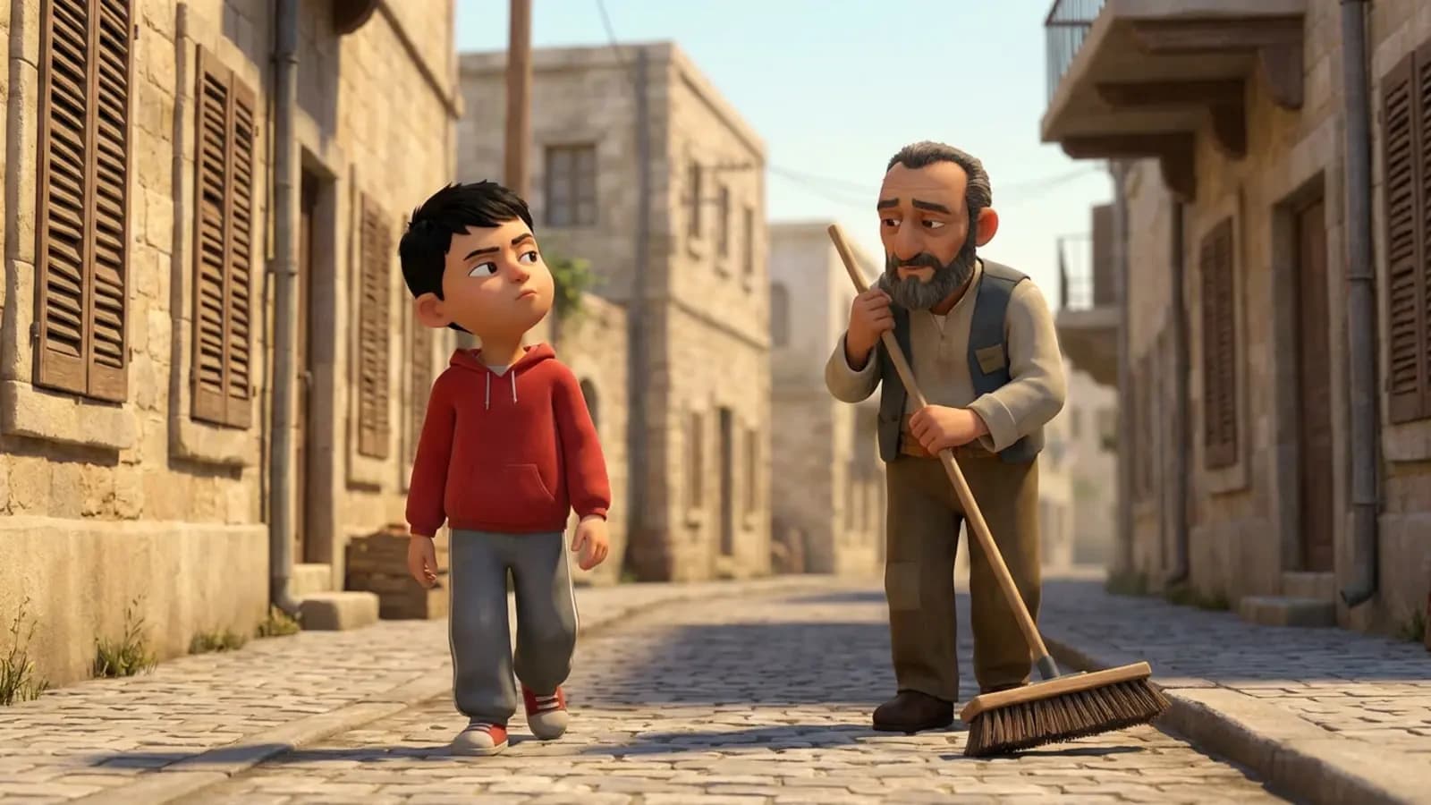 أحمد يهزأ من عامل النظافة فينكمش قليلاً