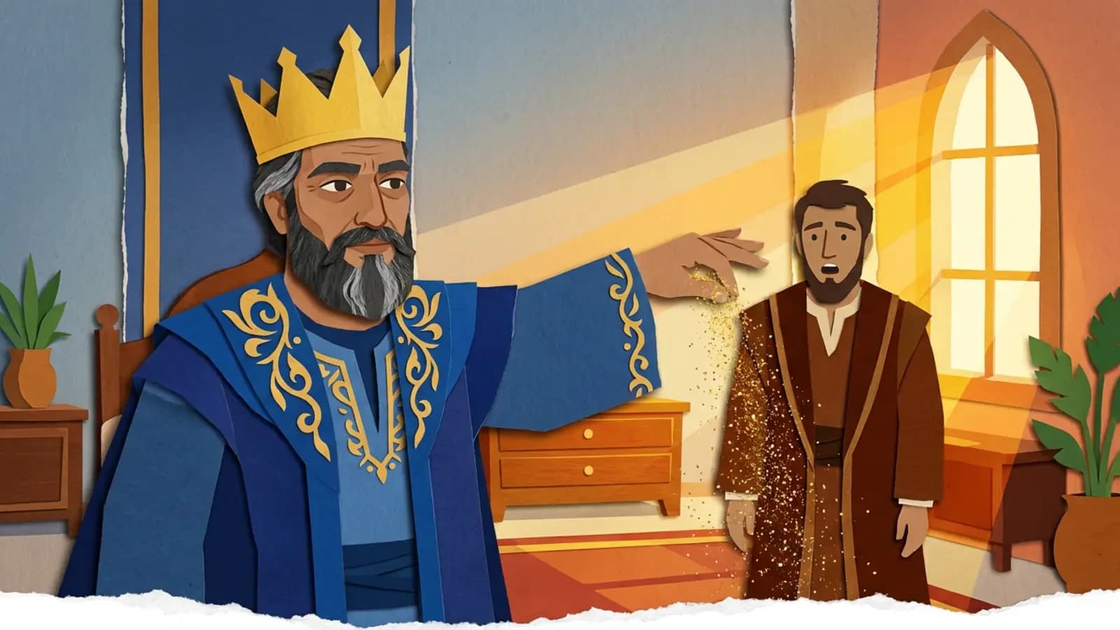 الملك ينثر غبار الحقيقة على التاجر الجشع