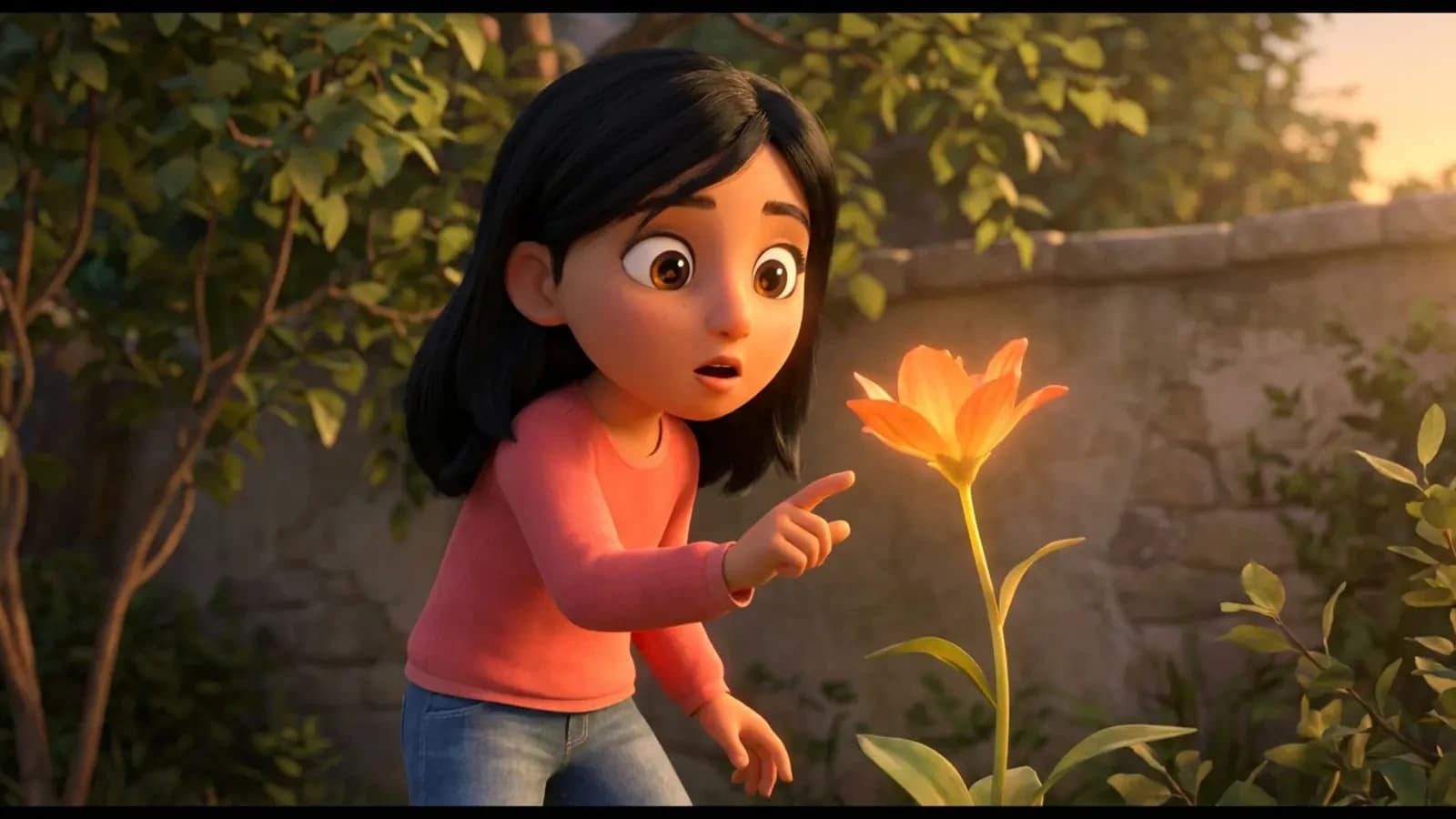 فرح تلمس زهرةً فتكبر أمام عينيها